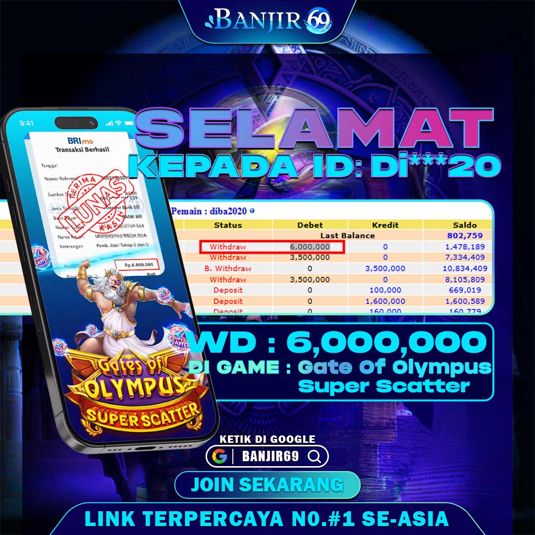 Selamat kepada user id : AR***46 Telah berhasil melakukan penarikan sebesar Rp. 6,000,000 di Situs Ajuntoto